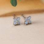 Blue Flower Zirconium Ear Studs - Viexta