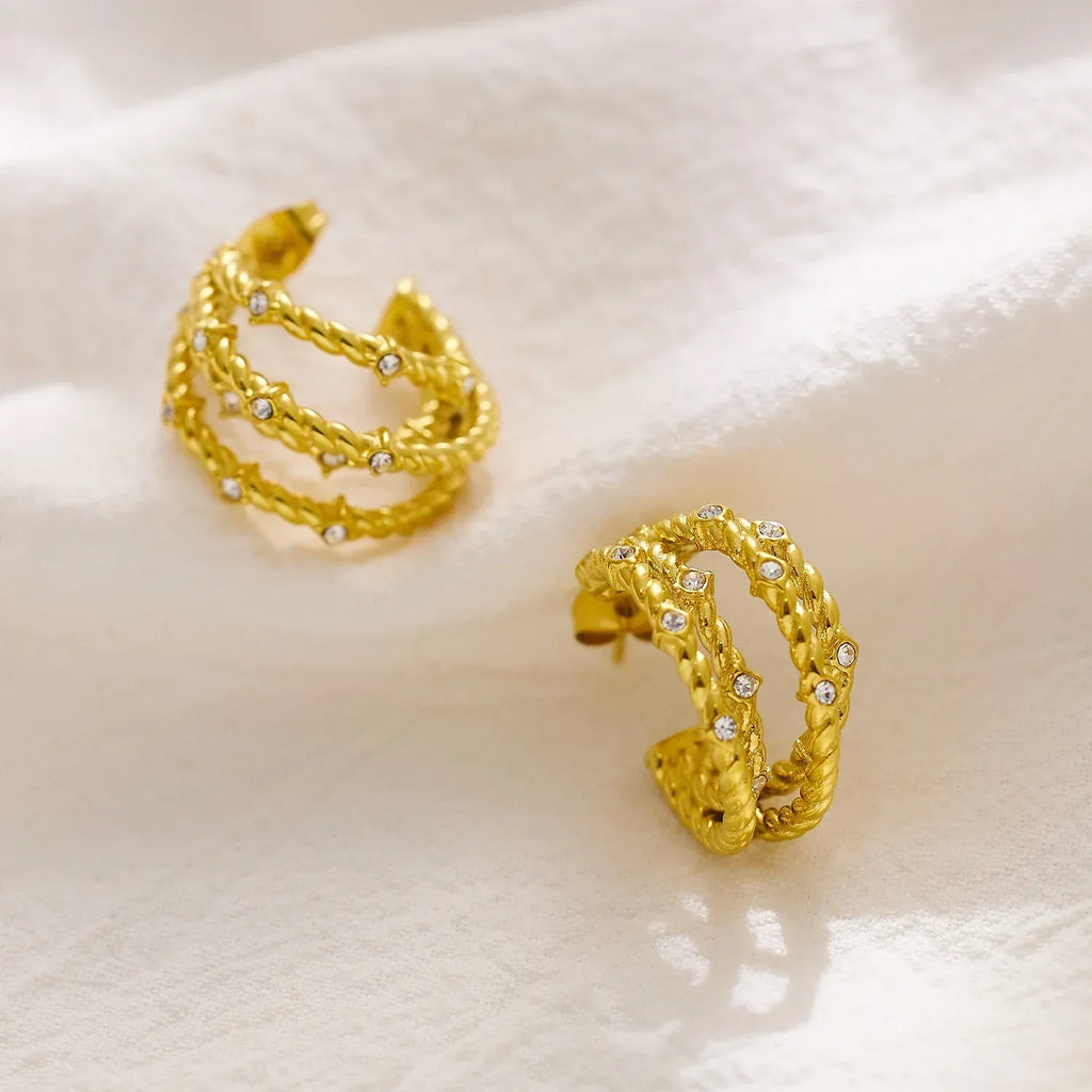 Stainless Steel 18K Gold Plating Hoops - Viexta