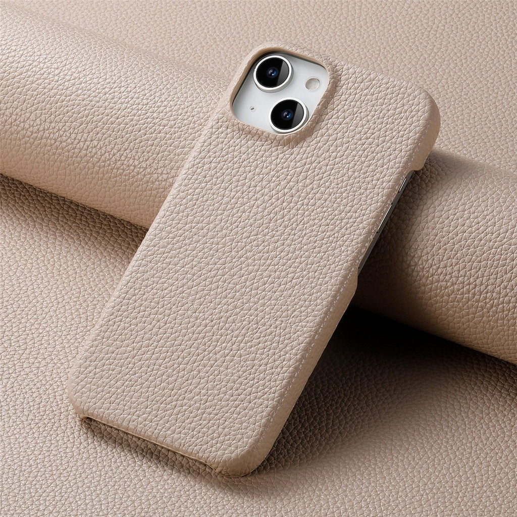 litchi-grain-plain-leather-iphone-case - Viexta