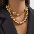 Round Beads A String Double-layer Necklace - Viexta