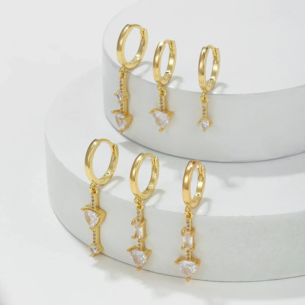 Long Triangle Zircon Earrings - Viexta