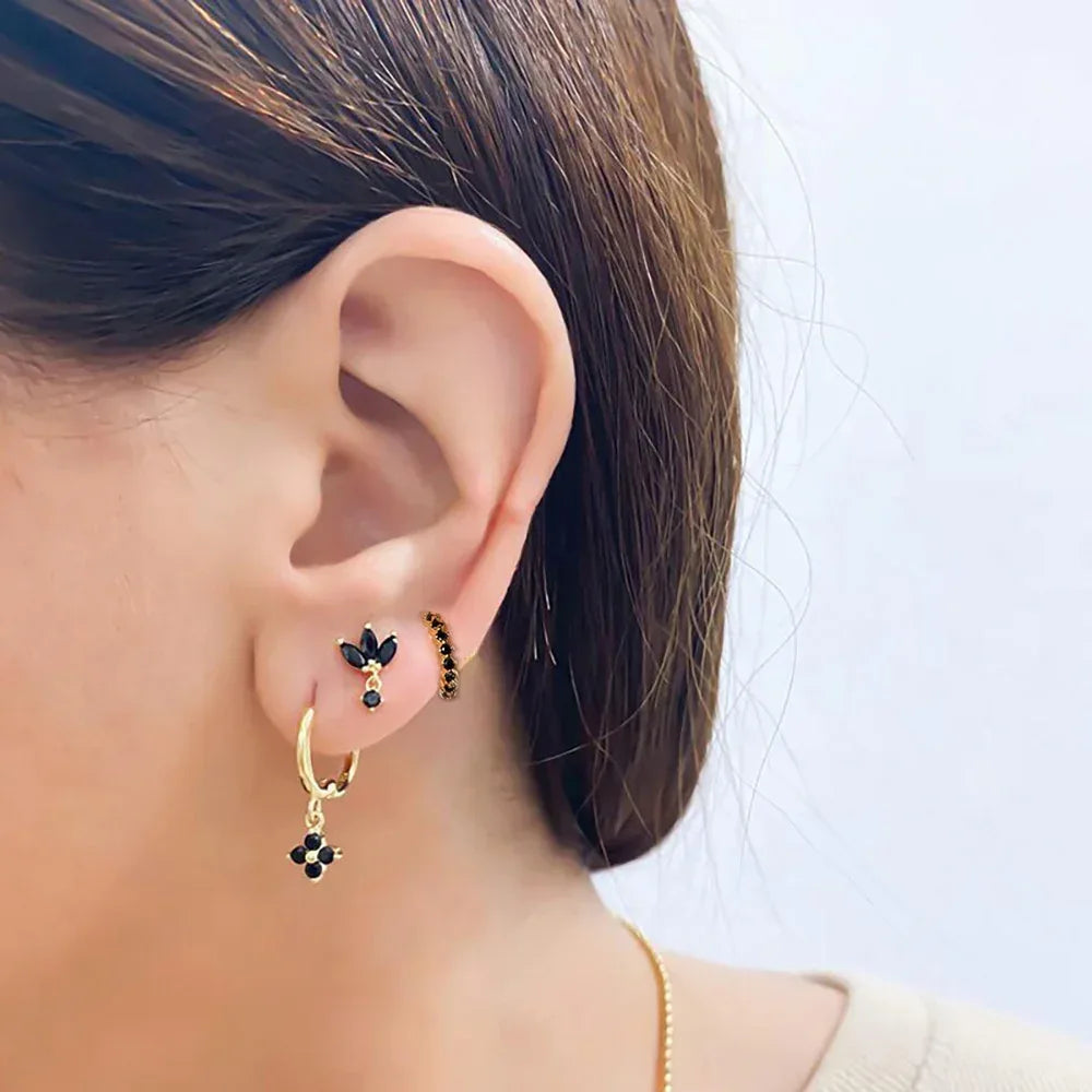 Three-piece Set Square Stud Earrings - Viexta