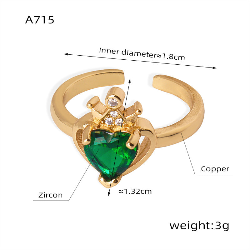 Light Luxury Heart-shaped Zircon Ring