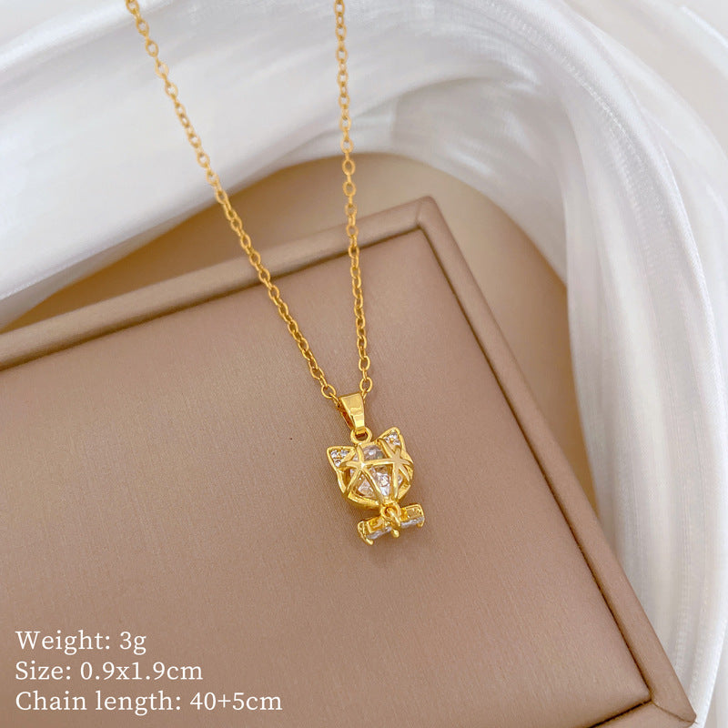 Full Diamond Bow Cat Earrings