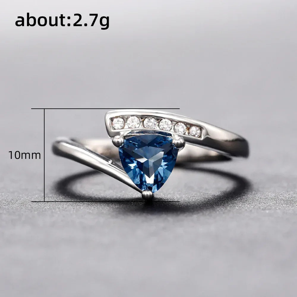 Women's Twisted Arm Micro-inlaid Blue Black Zircon Ring - Viexta