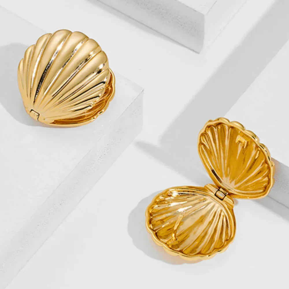Exaggerated Ocean Shell Texture Earrings - Viexta