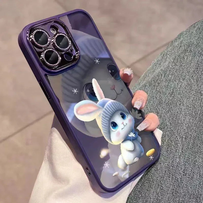 Hat Rabbit Glitter Lens Transparent Mobile iPhone Case - Viexta