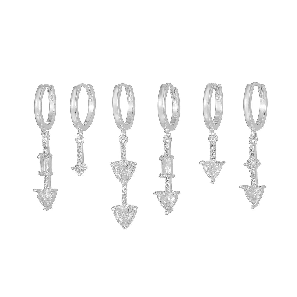 Long Triangle Zircon Earrings - Viexta