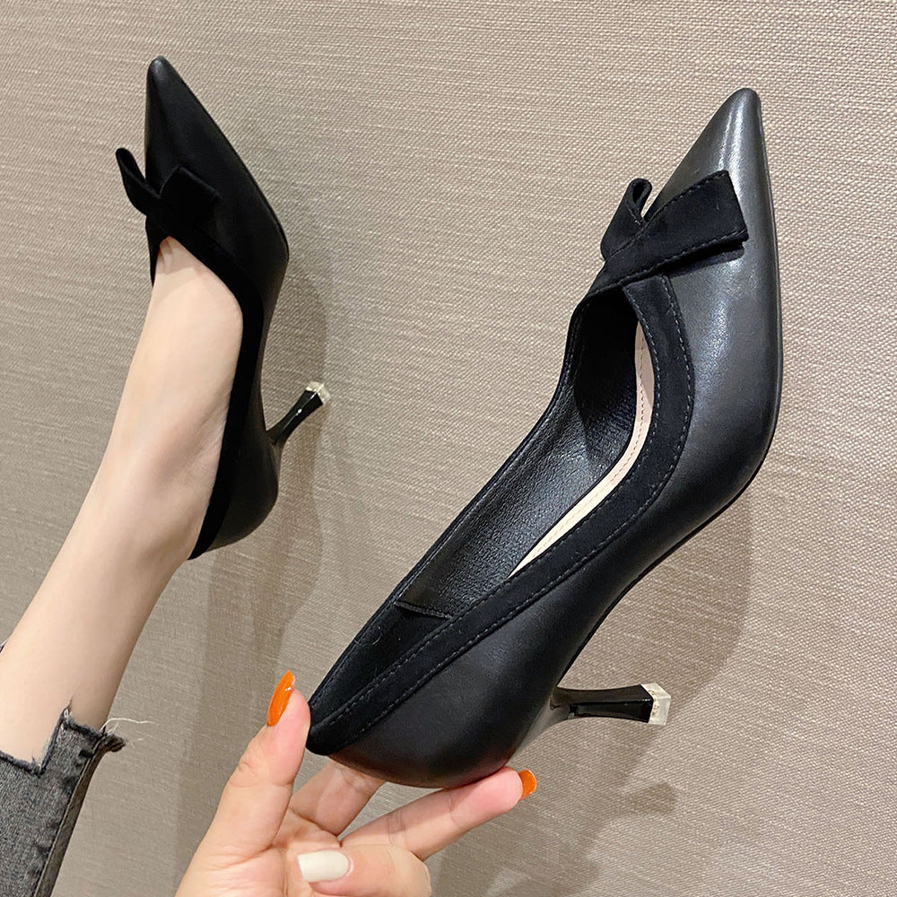 French Style Bow High Heels