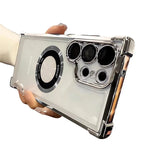 Magnetic Suction Airbag Electroplating Transparent Samsung Case - Viexta