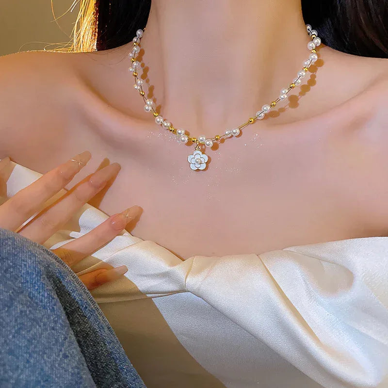 french-retro-camellia-necklace-for-women - Viexta