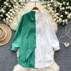 Idle Style Mid-length Color Matching Shirt - Viexta