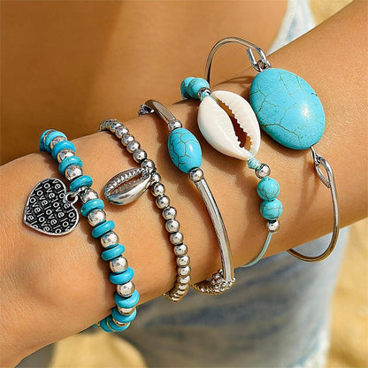 Turquoise Leaf 4Piece Bracelet Set