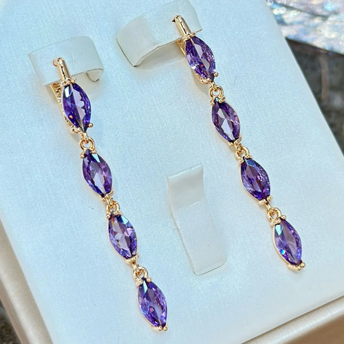 Amethyst Zircon Earrings Necklace Ring Suit - Viexta