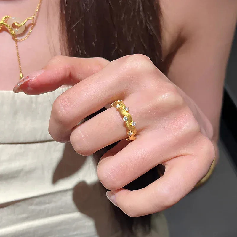 Retro Brushed Bright Star Ring - Viexta