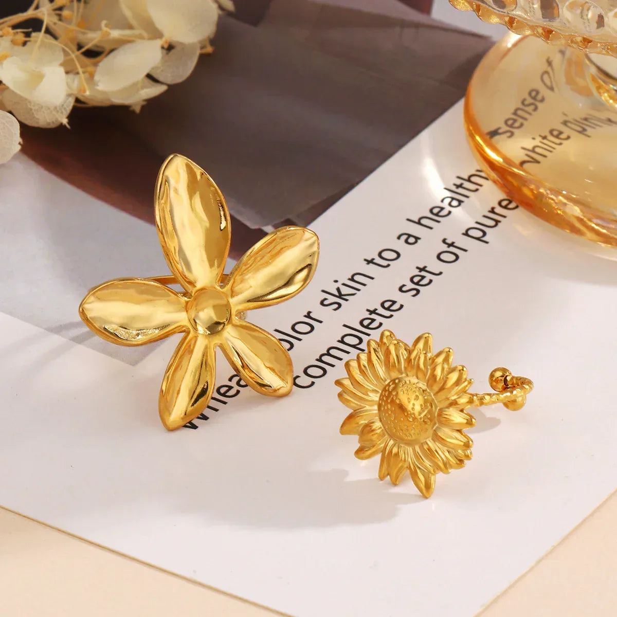Stainless Steel Flower Ring - Viexta
