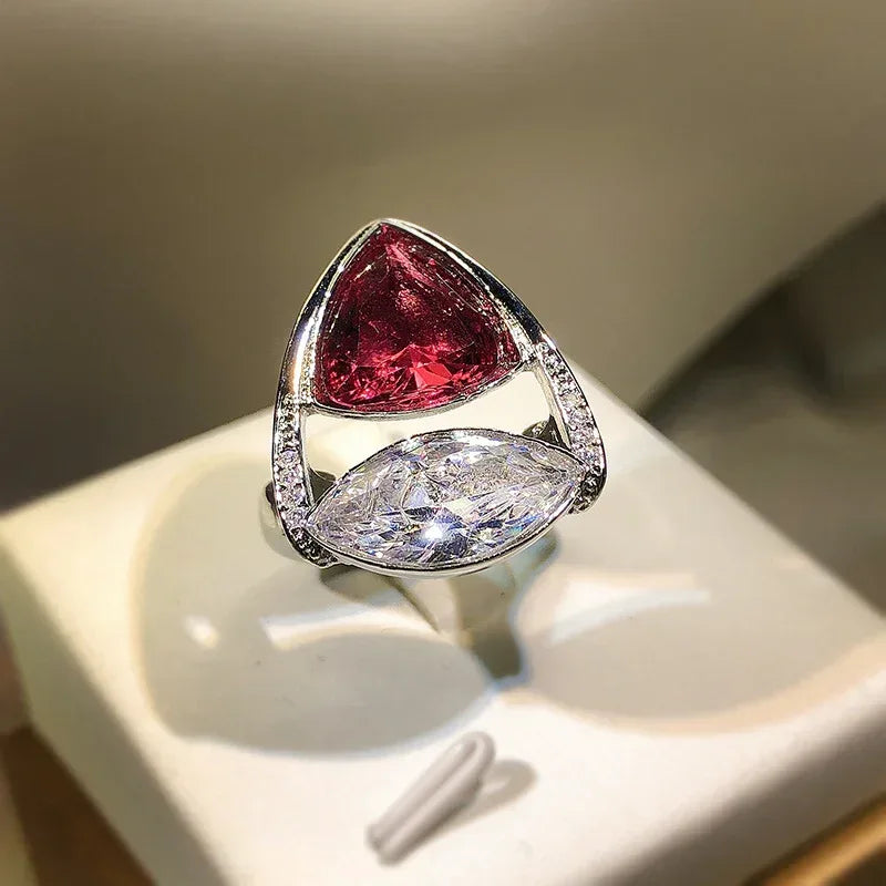 S925 Red Zircon Ring - Viexta