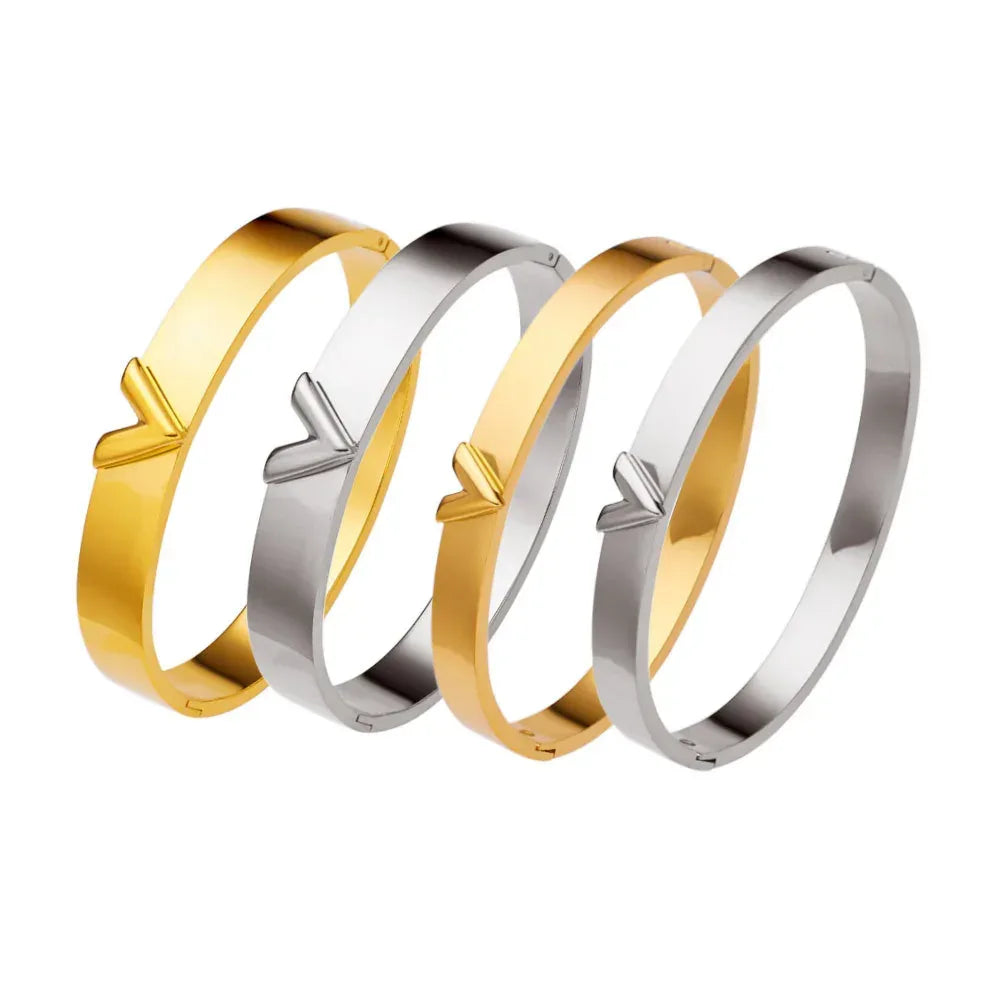 V-shaped Wide Couple Bracelet - Viexta