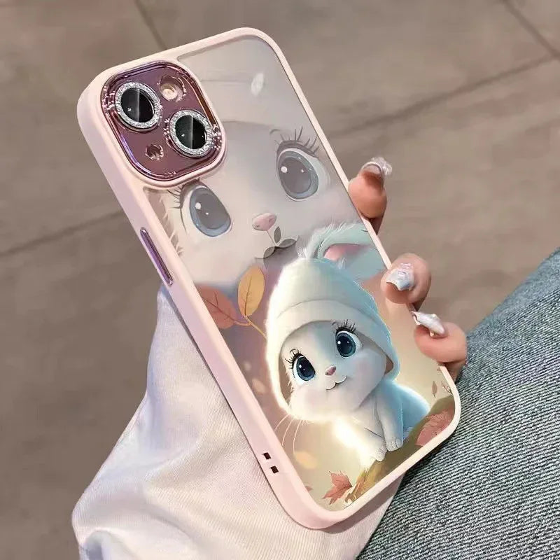 Hat Rabbit Glitter Lens Transparent Mobile iPhone Case - Viexta