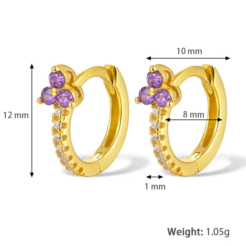 Color Zircon Flower Earrings - Viexta