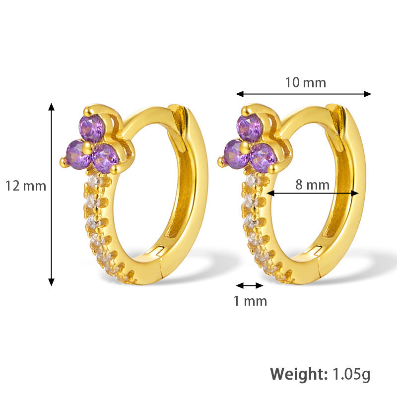 Color Zircon Flower Earrings