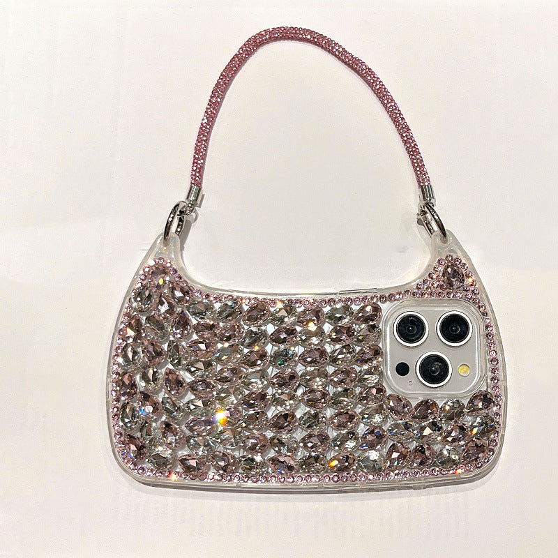 Three-dimensional Glass Rhinestone Small Handbag iPhone Cover