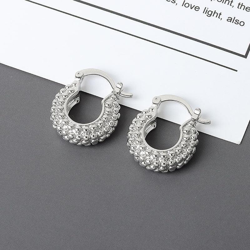 Diamond-embedded Gold-plated Versatile Earrings - Viexta