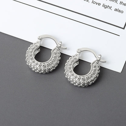 Diamond-embedded Gold-plated Versatile Earrings