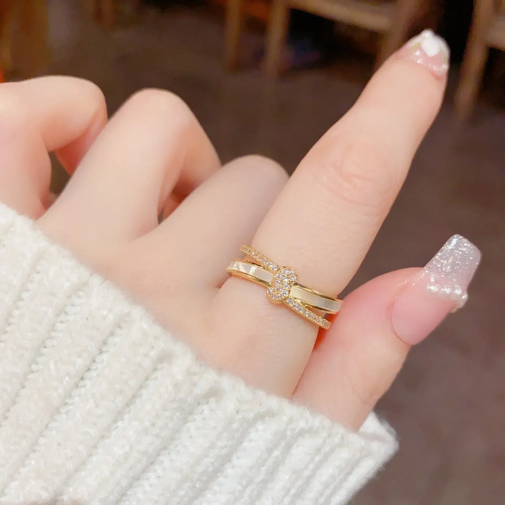 Double Layer Shell Wave Open Ring - Viexta