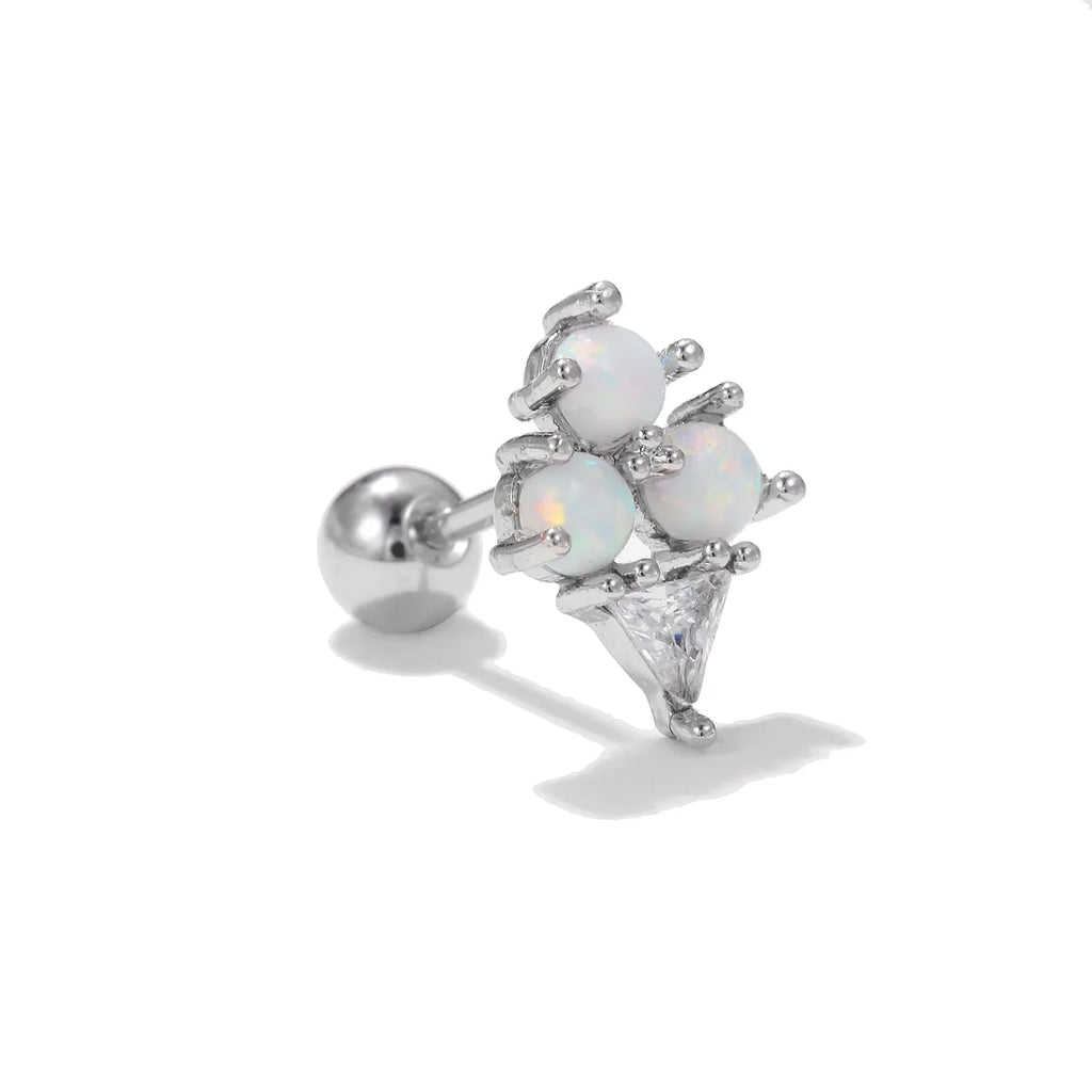 Colorful Opal Titanium Steel Stud Earrings - Viexta