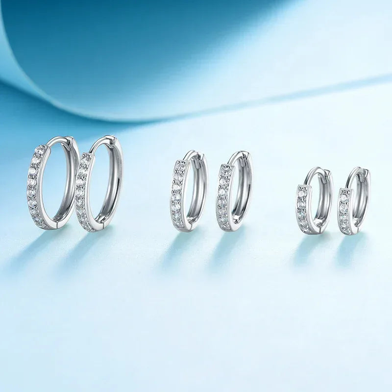 Three Pairs S925 Sterling Silver Huggies - Viexta