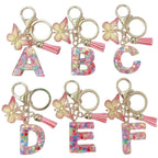 Resin English Letter Epoxy Butterfly Pendant Key Ring