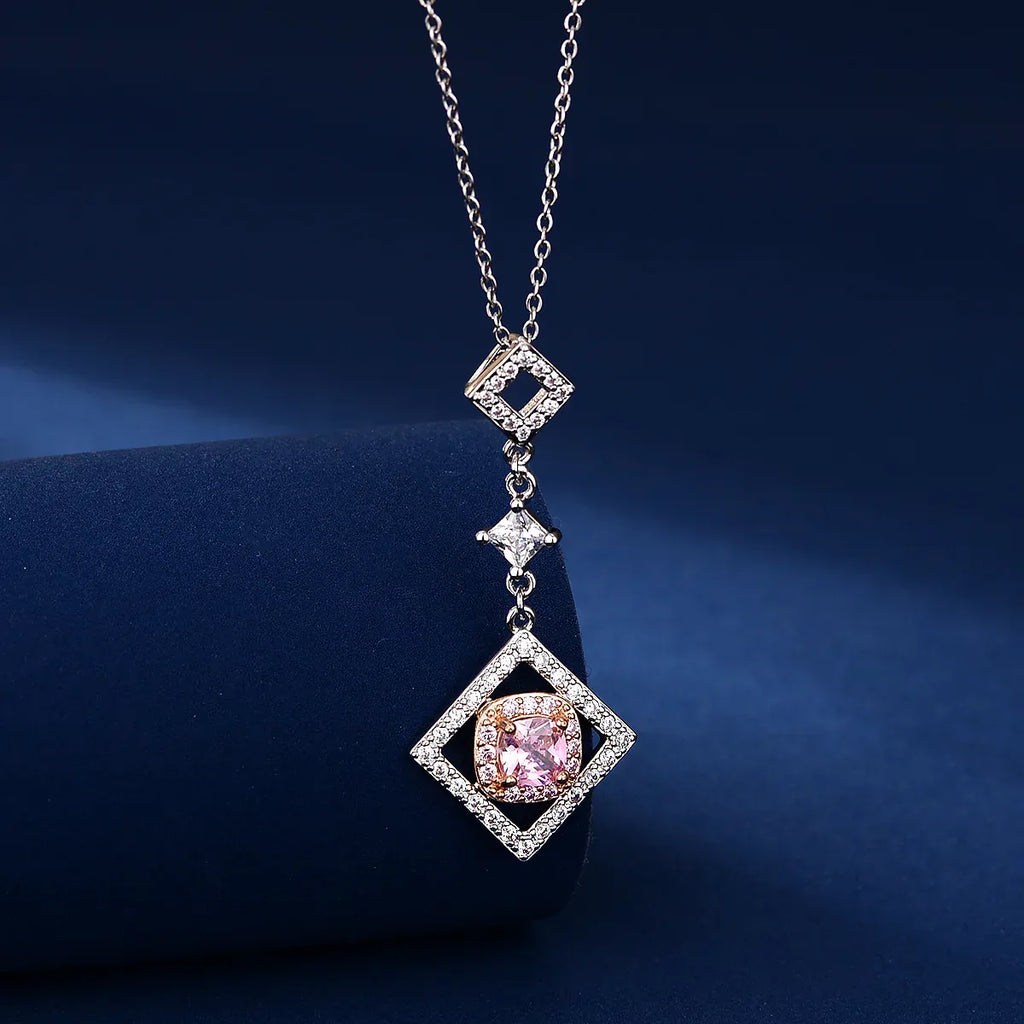 Square Diamond Pendant Necklace For Women - Viexta