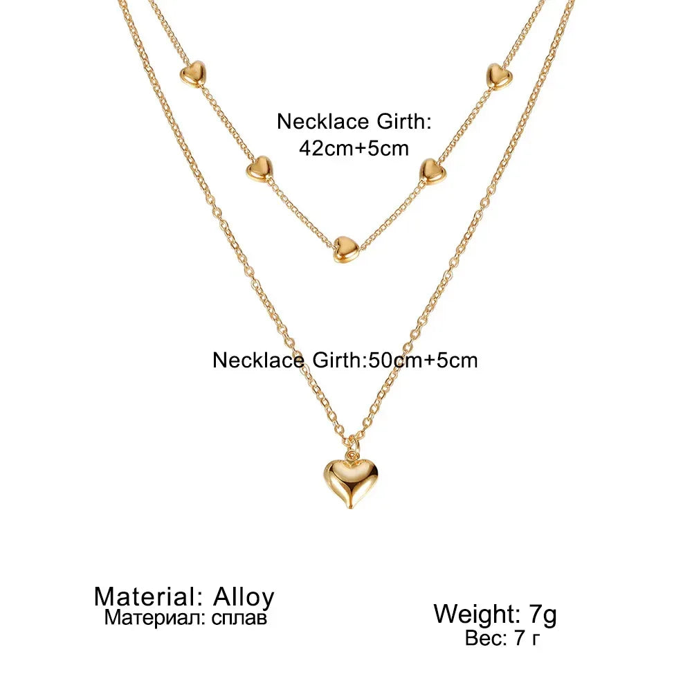 Double-layer Heart Pendant Necklace - Viexta