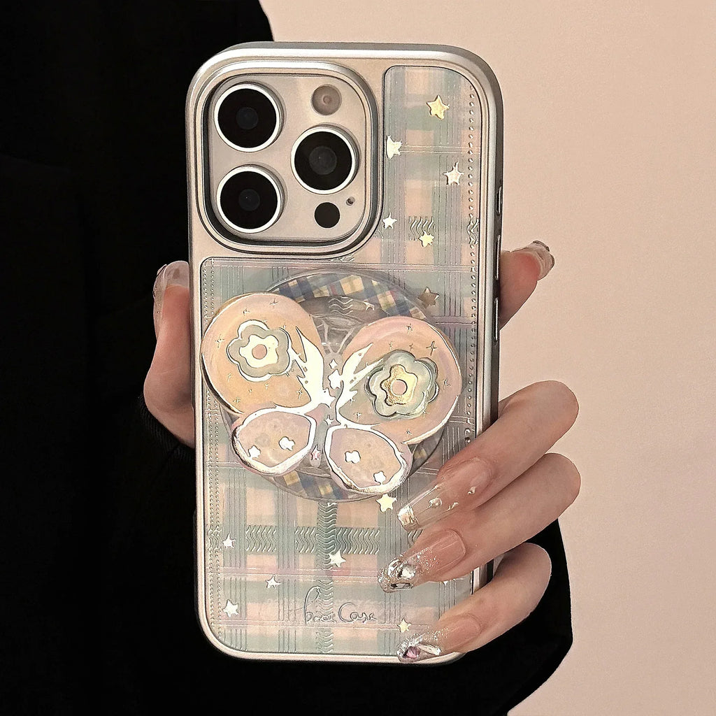 Gilding Rotating Bow Magnetic Bracket iPhone Case - Viexta