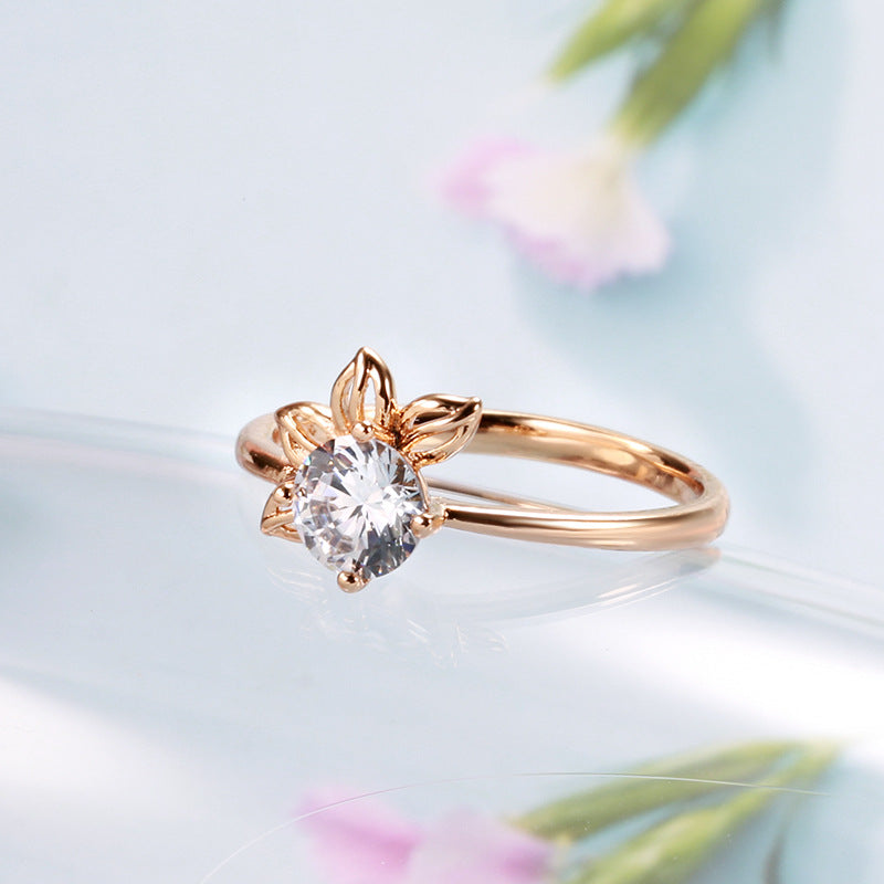 Rose Gold Petal Ring For Women