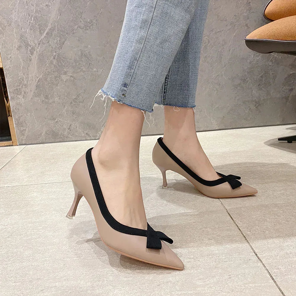 French Style Bow High Heels - Viexta