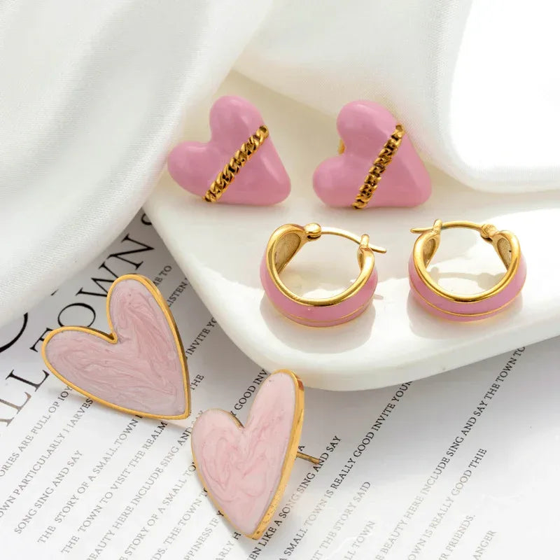Titanium Heart-shaped Round Studs - Viexta