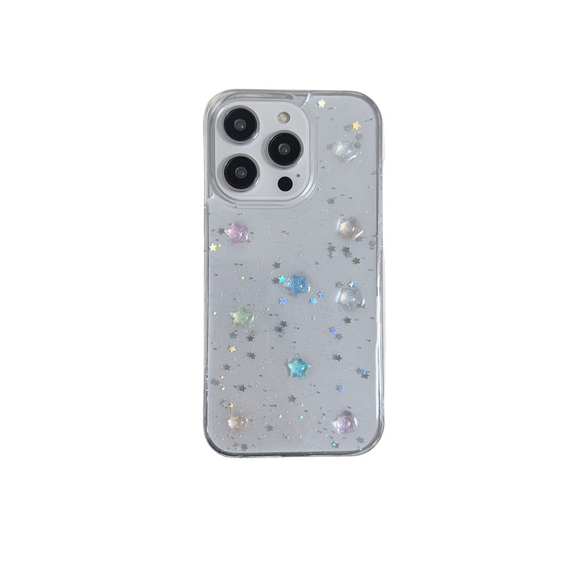Luminous Stars Glitter Transparent iPhone Case