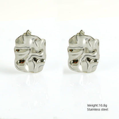 Titanium Steel Irregular Pleated Hammer Pattern Ear Clip