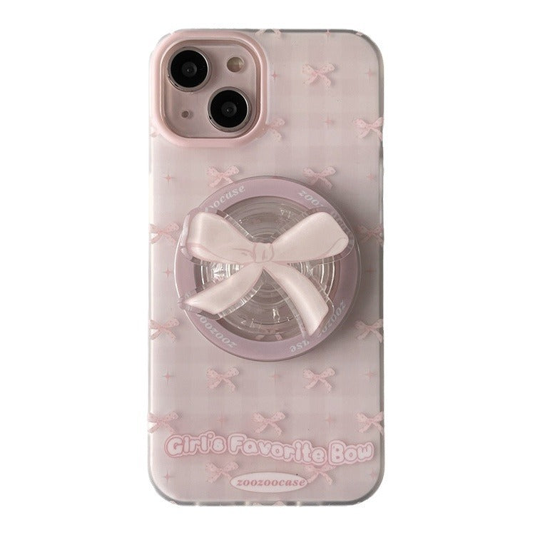 Magnetic Drop-resistant Plaid Bow iPhone Case