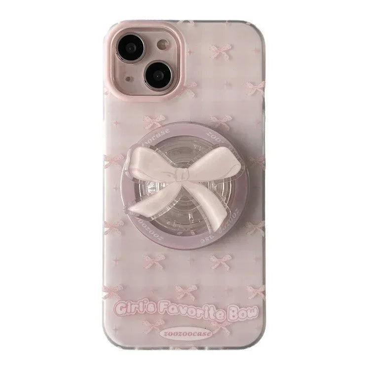 Magnetic Drop-resistant Plaid Bow iPhone Case - Viexta