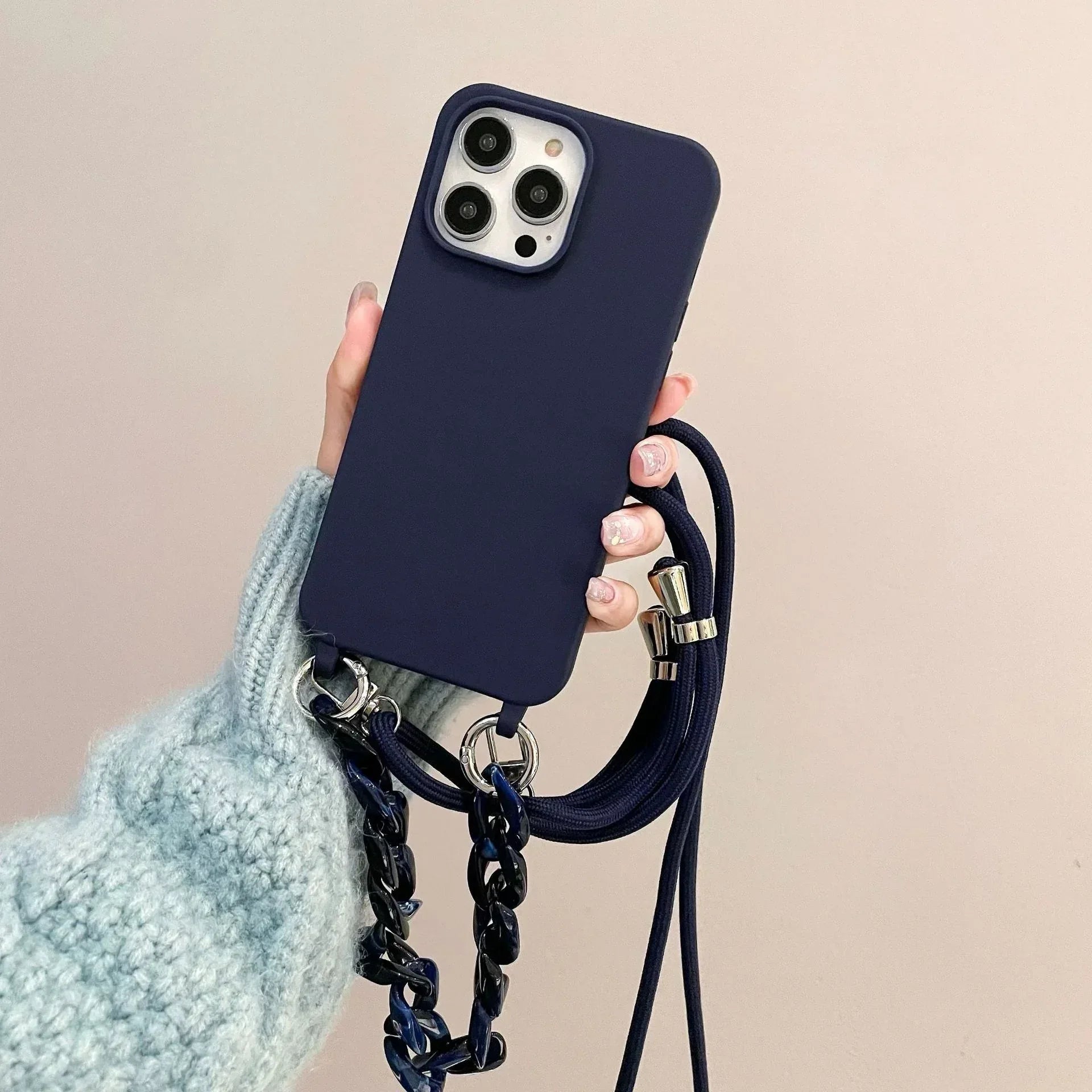 Candy Color Chain Lanyard Soft Lanyard iPhone Case - Viexta