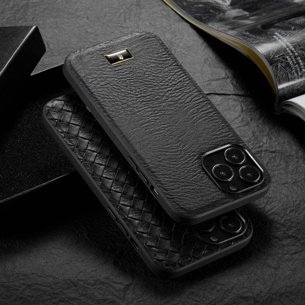 solid-color-business-leather-pattern-samsung-phone-case - Viexta