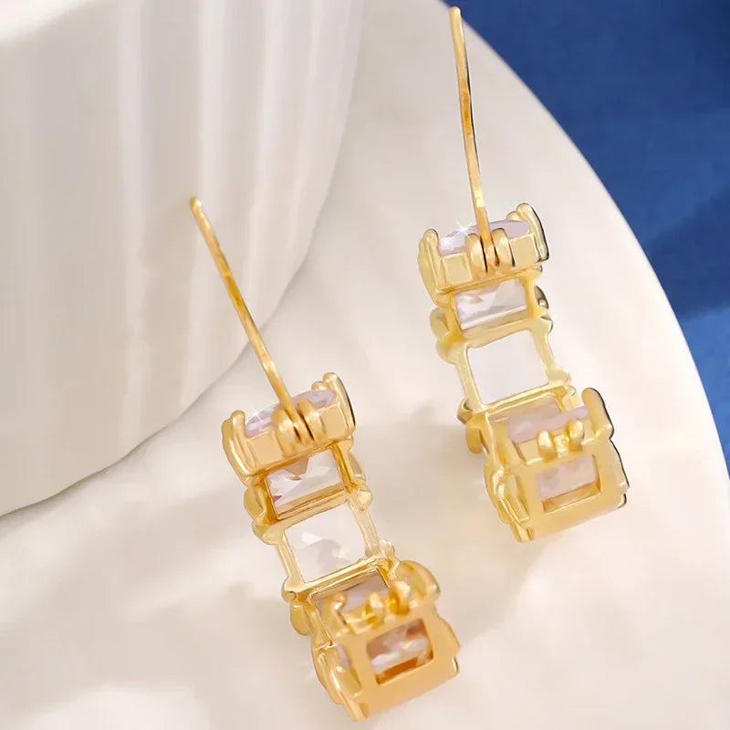 Micro-inlaid Square Zircon Earrings - Viexta