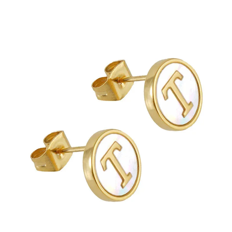 Titanium Steel 26 English Alphabet Letter Studs - Viexta