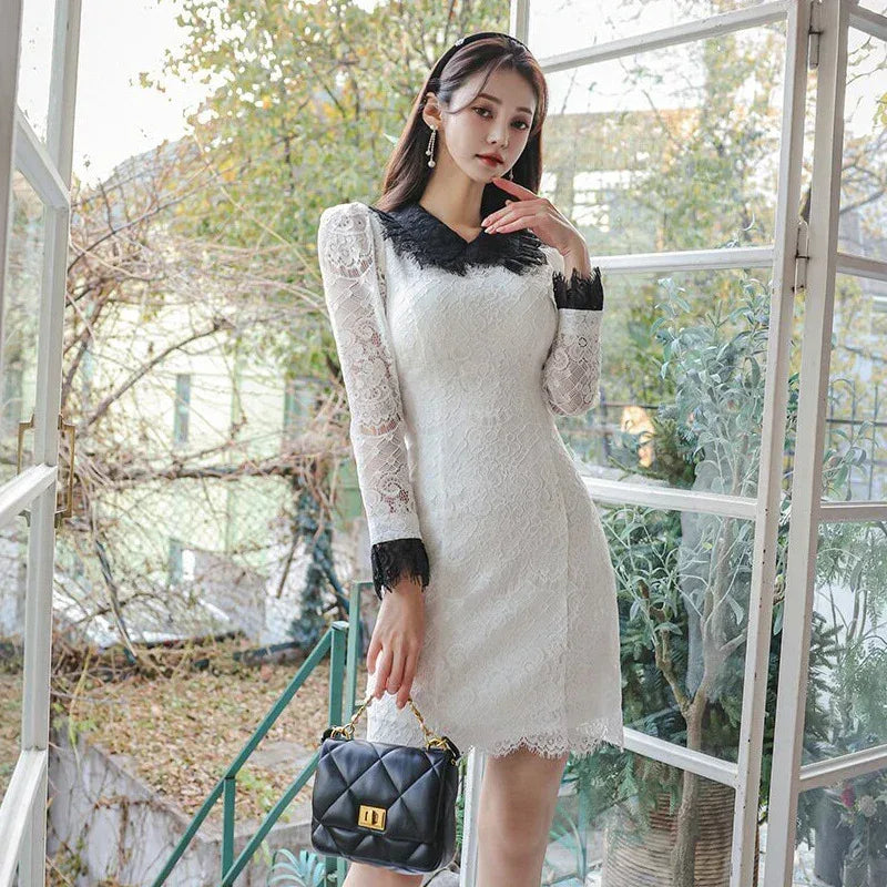 A- Line French Lace Dress Women - Viexta