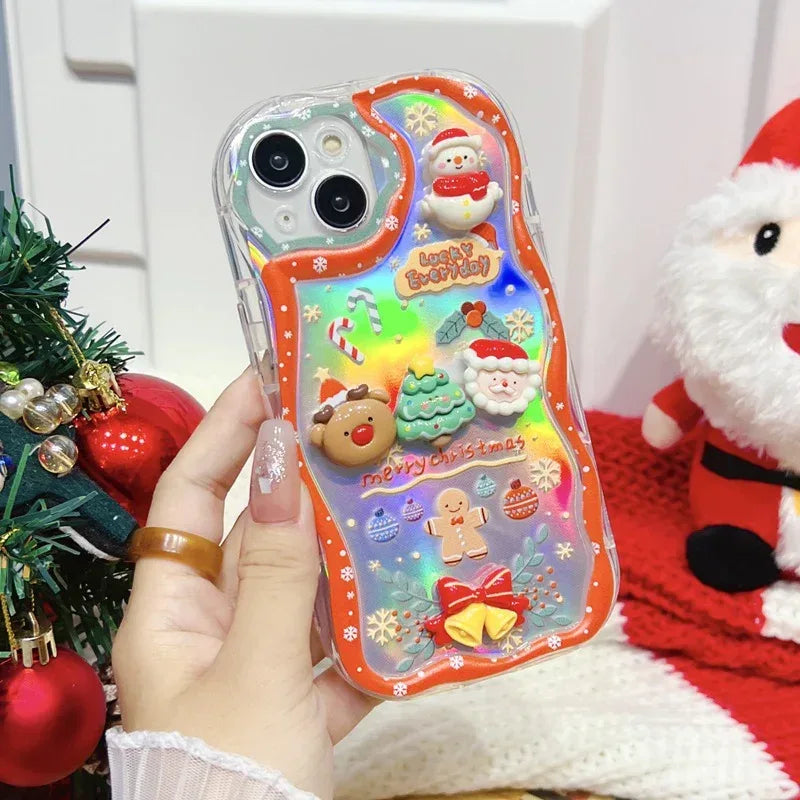 Christmas Snowman Elk Wave iPhone case - Viexta