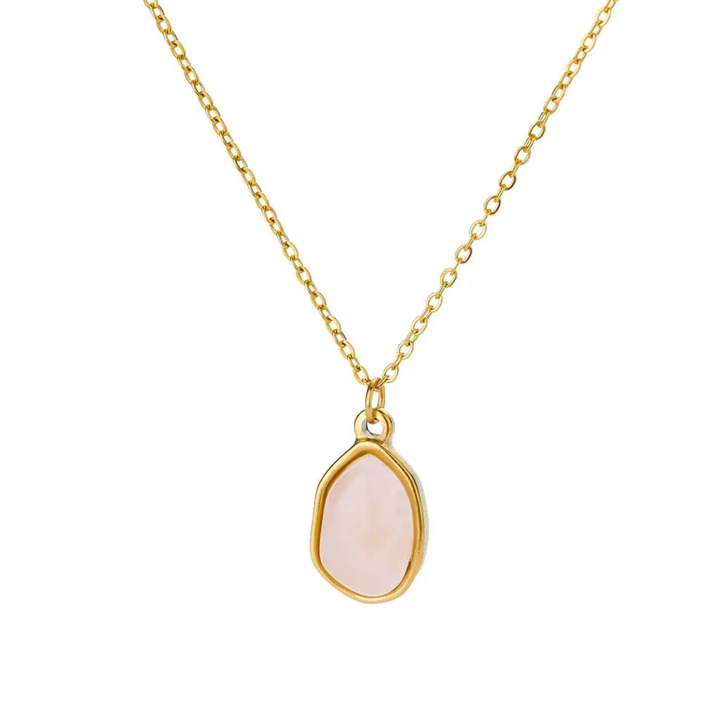 Oval Cat's Eye Pendant Titanium Steel Necklace - Viexta