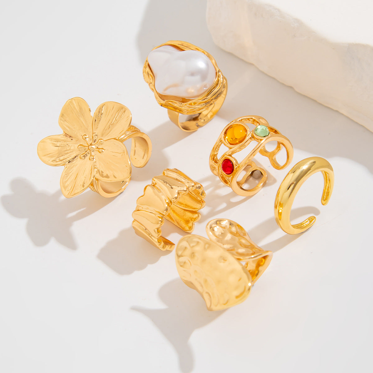 Baroque Pearl Ring Set